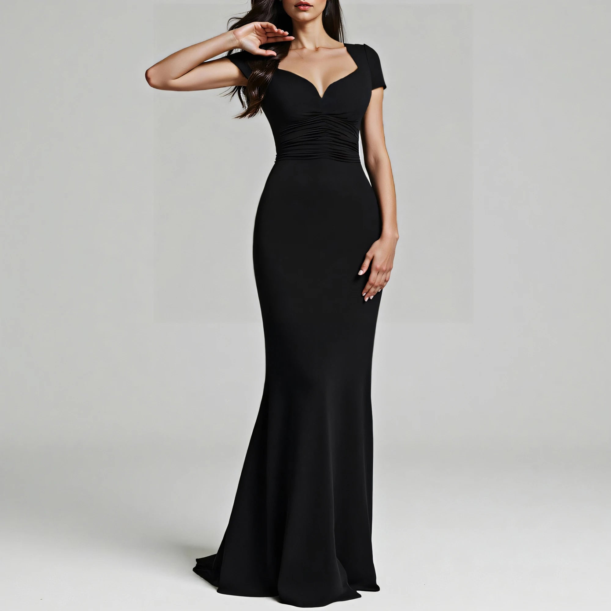 Elegantes Maxikleid für Damen – Herzförmiger Ausschnitt, Trompeten-Schnitt & figurbetonte Passform | All-Season Party Dress